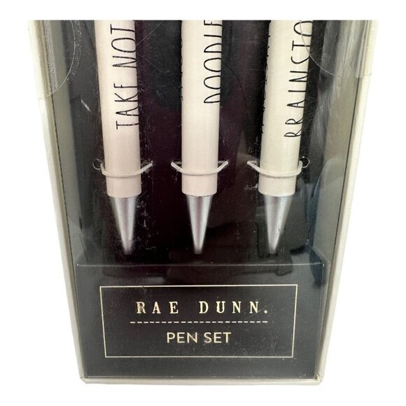 Rae Dunn 3 Ball Point Pen Set Black Ink Take Note Doodle Brainstorm Office Gift - Picture 3 of 7